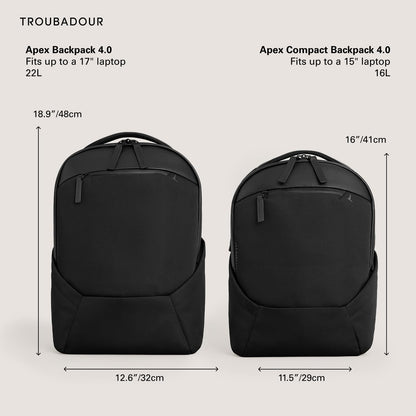 Troubadour Apex 4.0 Compact Backpack 16L – Water Resistant