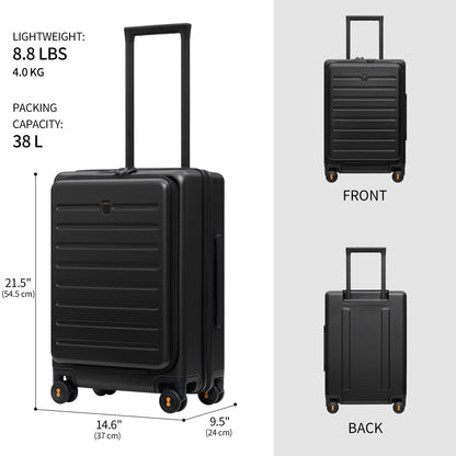 LEVEL8 20-Inch Carry-On Hardside Suitcase 38L – Black