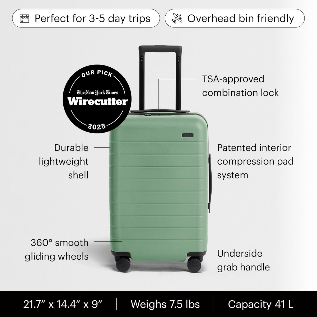 Away The Carry-On – 22" Lightweight Hardside Spinner Suitcase