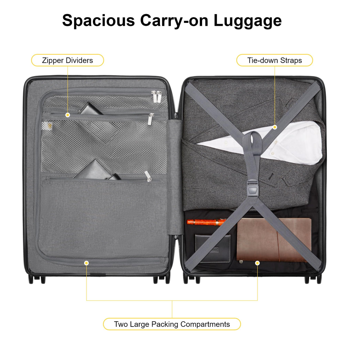 LEVEL8 20-Inch Carry-On Hardside Suitcase 38L – Black