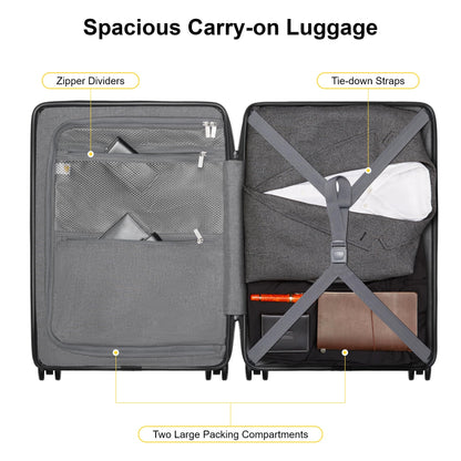 LEVEL8 20-Inch Carry-On Hardside Suitcase 38L – Black