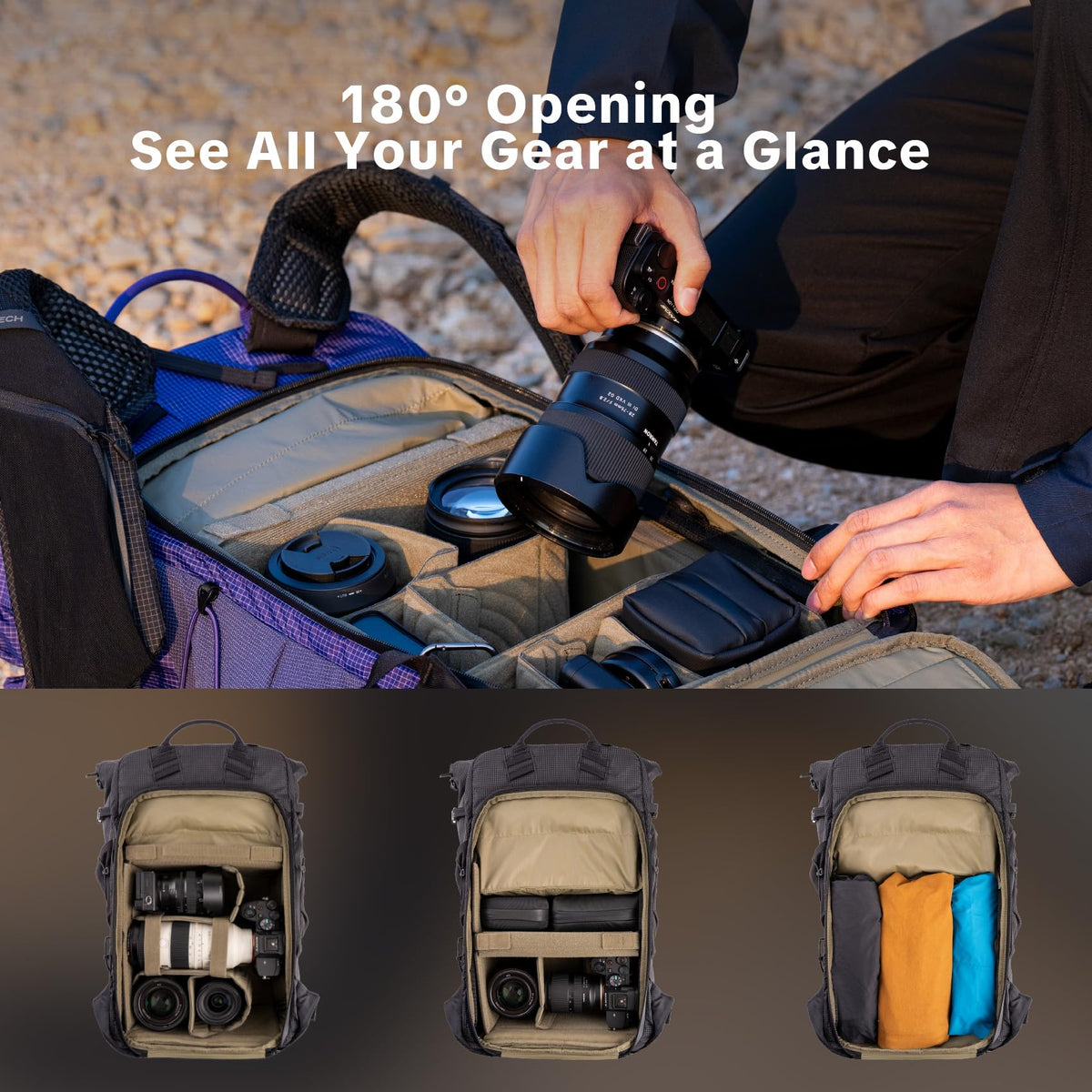 PGYTECH OnePro 20L Ultralight Waterproof Camera Backpack, Black